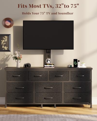 10 Drawer Dresser TV Stand with Mount, Media Console for 75" TV, view 5