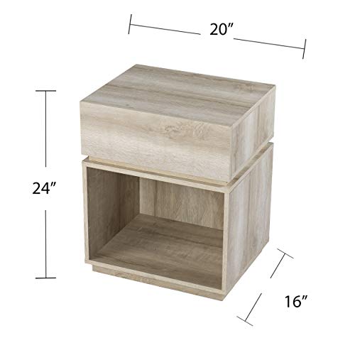 Mortayne Side Table with Charging Station - Transitional Design, Brown Finish - Ideal for Living Room, Bedroom (OC1106906)