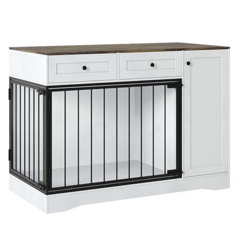 Farmhouse Dog Crate Furniture 47" – Modern Indoor Kennel with Double Doors, view 3