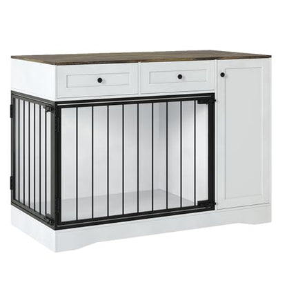 Farmhouse Dog Crate Furniture 47" – Modern Indoor Kennel with Double Doors, view 3