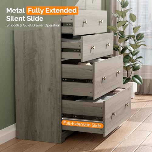 Tall Dresser, Rustic Grey Dresser 6 Drawer Chest of Drawers, view 5
