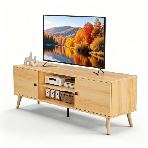 TV Stand for 55 60 inch TV, Modern Mid Century Entertainment Center with Storage, view 2