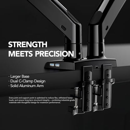 Dual Monitor Stand for 13″–40″, Premium Dual Monitor Mount with USB, view 7