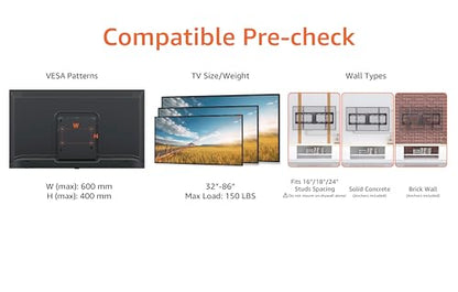 Low Profile TV Wall Mount with Horizontal Post Installation Leveling for 37, view 3