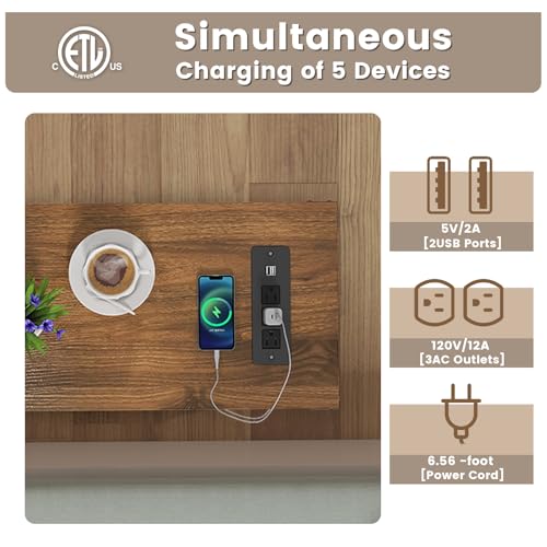 Farmhouse End Tables Living Room Set of 2, Narrow Side Table with Charging Station, Slim Nightstand for Small Space, Skinny Bedside Table, Sofa Side Table with Storage Shelf, White & Brown