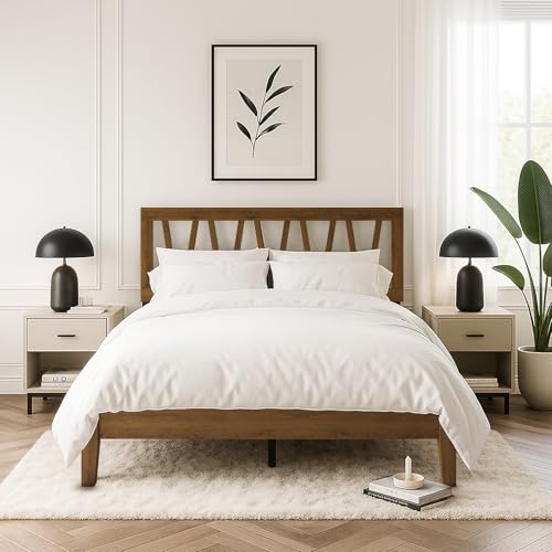 Gadsden Full Wood Panel Bed Frame, Brown, view 2