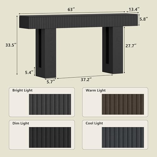63-Inch Long Entryway Console Table with a Fluted Design, view 3