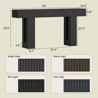 63-Inch Long Entryway Console Table with a Fluted Design, view 3