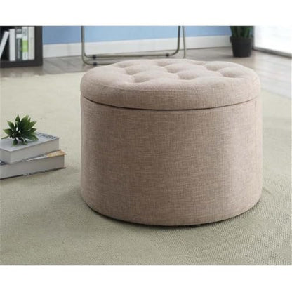 Designs4Comfort Round Shoe Ottoman, Tan Fabric