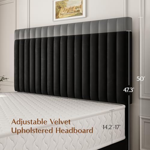 50" Tall Queen Bed Frame with Adjustable Headboard, view 4