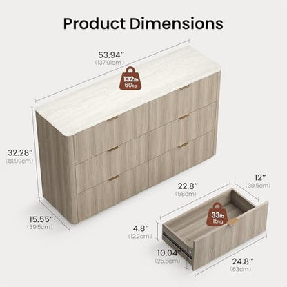 6 Drawer Dresser for Bedroom, view 3