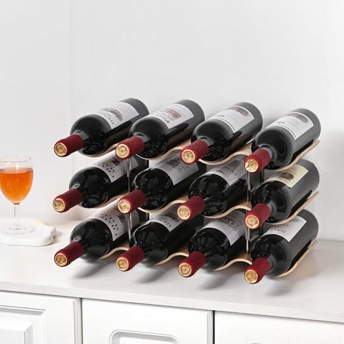 Countertop Wine Rack, 12 Bottle Freestanding Wine Bottle Holder Stand, view 3