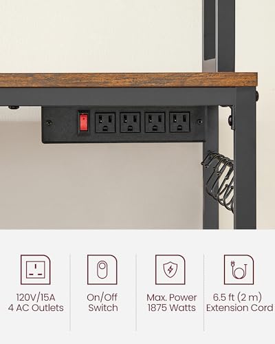 Bakers Rack with Power Outlet, 23.6 Inches Microwave Stand, view 6