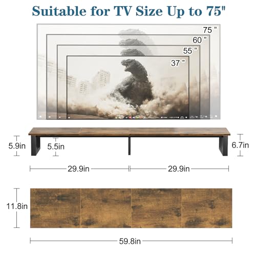 59" Large TV Riser Stand for 32-75 Inch TV, TV Shelf with Steel Legs, view 4