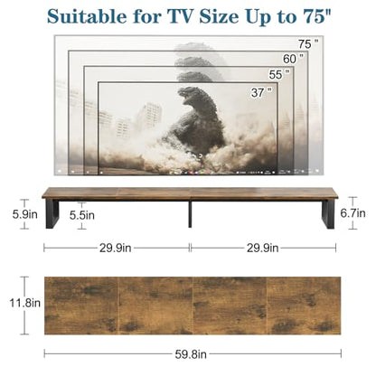 59" Large TV Riser Stand for 32-75 Inch TV, TV Shelf with Steel Legs, view 4