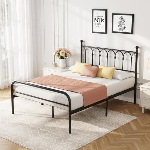Heavy Duty Black Bed Frame with Storage and Slats, view 4