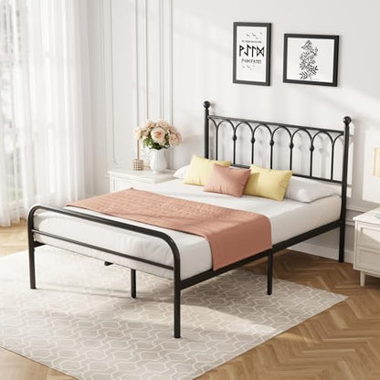Heavy Duty Black Bed Frame with Storage and Slats, view 4