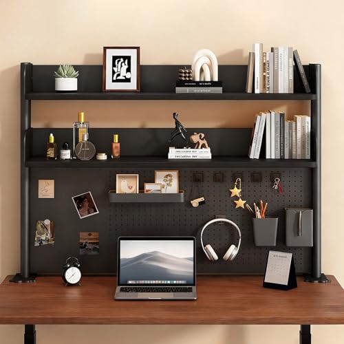 Clamp On Desk Shelf Organizer with Pegboard Desk Hutch Dorm with Storage, view 5