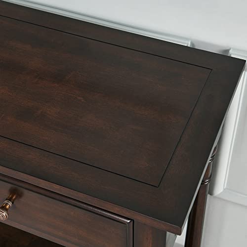 Solid Wood Console Table with 2 Drawers, 2-Tier 35.4" X 30" Accent Sofa Table with Multilayer Storage Shelf Rustic Hall Entryway Tables for Living Room Home Office-Walnut 004DC