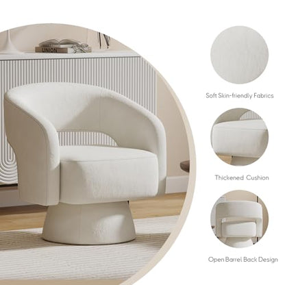 Swivel Barrel Chair, Set of 2 Velvet Accent Armchair 360 Degree Swivel Club Chair for Living Room Bedroom Reception Room, Beige