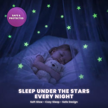Pink Bed Canopy for Girls with Glowing Stars, Premium Canopy Bed, Fits Single, view 6