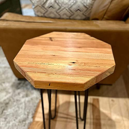Reclaimed Wood Hairpin Leg Table | 16" Rustic Small Barnwood Tables Hair Pin Legs Side Table, Plant Stand, End Table, Nightstand (Early American, 16" Leg Height)