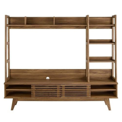 Render Mid-Century Modern TV Stand Entertainment Center, 70", Walnut