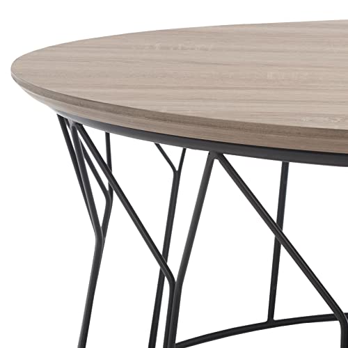 Safavieh Home Collection Deion Retro Mid-Century Light Oak and Black Wood Coffee Table
