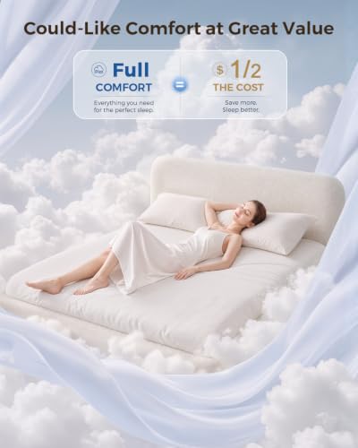 Upholstered Cloud Bed Queen Size Bed Frame with Headboard, Beige, view 4