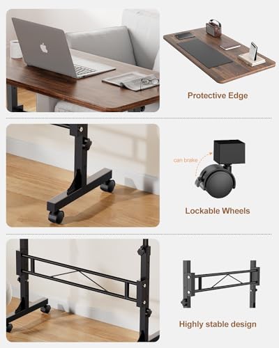 Small Standing Desk Adjustable Height, Mobile Stand Up Desk with Wheels, view 7
