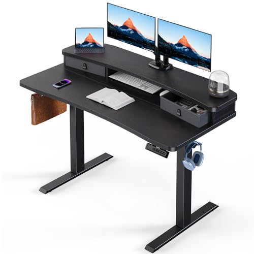 48″ x 24″ Electric Standing Desk with 2 Drawers, C-Clamp Mount Compatible, view 2