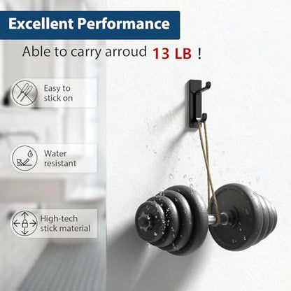 13LB Strong Stick-on Hooks for Coat & Towel, Black 4 Pack, view 4