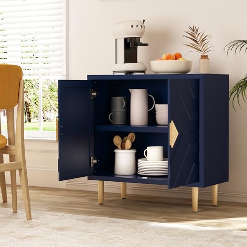 Sideboard Storage Cabinet with 2 Doors, Accent Cabinet with Decorative Embossed Pattern Doors, Sideboard Buffet for Living Room, Kitchen, Dining Room, Hallway