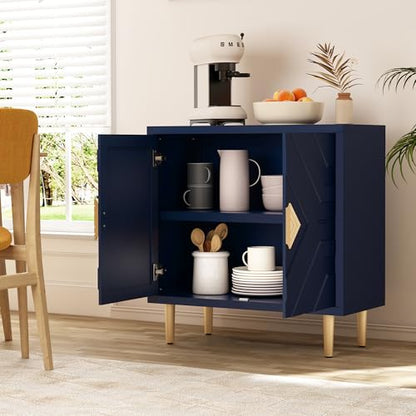 Sideboard Storage Cabinet with 2 Doors, Accent Cabinet with Decorative Embossed Pattern Doors, Sideboard Buffet for Living Room, Kitchen, Dining Room, Hallway