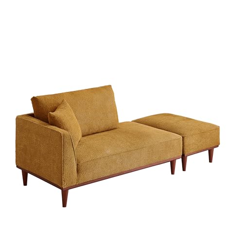 73" Indoor Chaise Lounge Chair with Ottoman, Upholstered Boucle Long Chaise, view 8