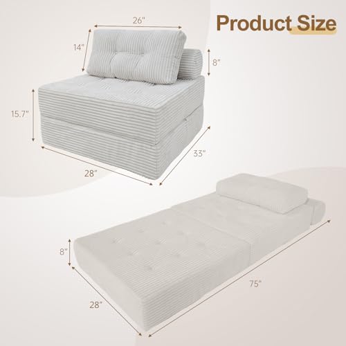 Memory Foam Folding Sofa Bed, Versatile Convertible Sleeper Chair