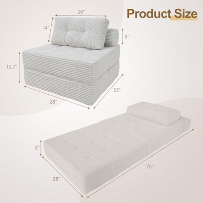 Memory Foam Folding Sofa Bed, Versatile Convertible Sleeper Chair