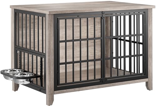 Dog Crate Furniture, 37.8" L*23.6" W*27" H, Grey, view 2