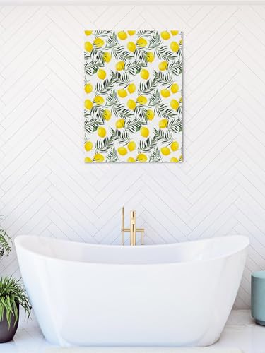 NuYeBiofx Summer Yellow Lemon Green Leaf Canvas Wall Art Prints,40"x28" Framed Picture Artwork Country Fruit Leaves Printed Canvas Oil Painting for Living Room Bedroom Office,Ready to Hang