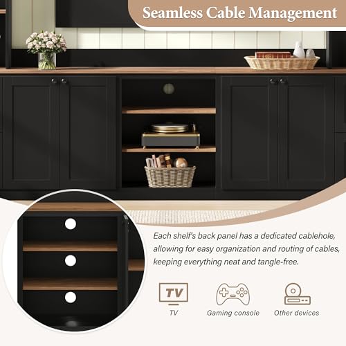 4-in-1 Entertainment Center with Bookshelf for TVs up to 70", Black, view 6