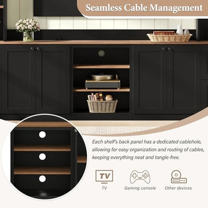 4-in-1 Entertainment Center with Bookshelf for TVs up to 70", Black, view 6