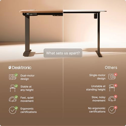 HomePro Standing Desk 70x30 — Made in Europe, Ergonomic Sit Stand Home Office Desk, Electric Height Adjustable, Dual Motor, USB & USB-C Charging, Wobble-Free, Touchscreen, 3 Memory Presets