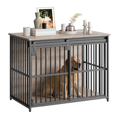Dog Crate Furniture, 36.6" Heavy Duty Dog Kennel with Sliding Barn Door, view 2