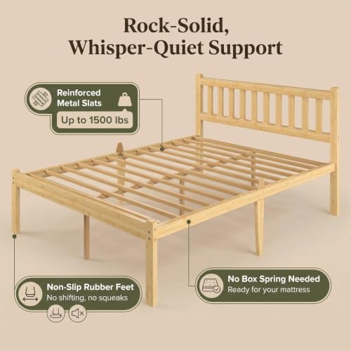 Wood Queen Bed Frame with Headboard, view 5