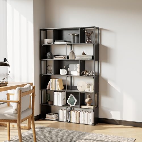 6-Tier Bookshelf, Tall Geometric Bookcase, view 4