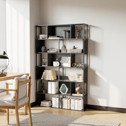 6-Tier Bookshelf, Tall Geometric Bookcase, view 4