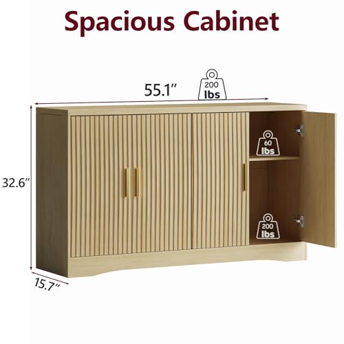 55" Modern Sideboard Buffet Cabinet with Storage for Living Room Kitchen, view 3