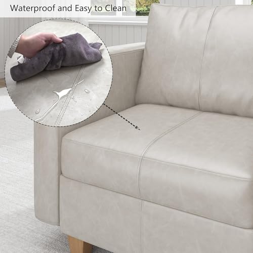Faux Leather Modualr Sectional Couch,Faux Leather Sectional Sofa with Storage Modular Couch，Whitesand