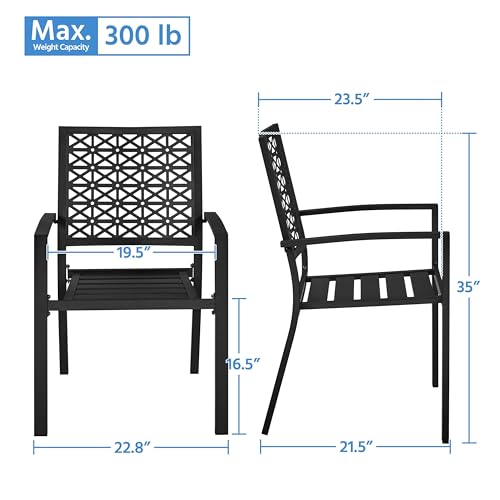 Yaheetech Metal Patio Chairs Set of 2 Steel Stackable Dining Chairs | Steel construction with stackable design and lattice back creates stable patio seating that assembles easily for dining.
