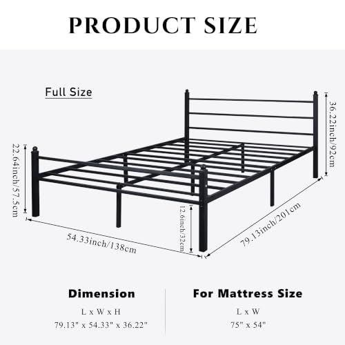 Full Metal Bed Frame with Headboard & Footboard, view 3